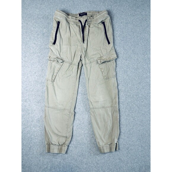 WXYZ Cargo Pants Tan Youth Size Medium - Zippers Pockets Elastic Waist - Picture 1 of 10